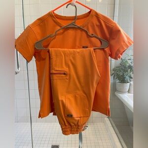 Figs Vibrant Orange Scrub Set